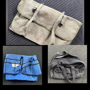 3 canvas tool bag set- bag, wrap & bucket organizer